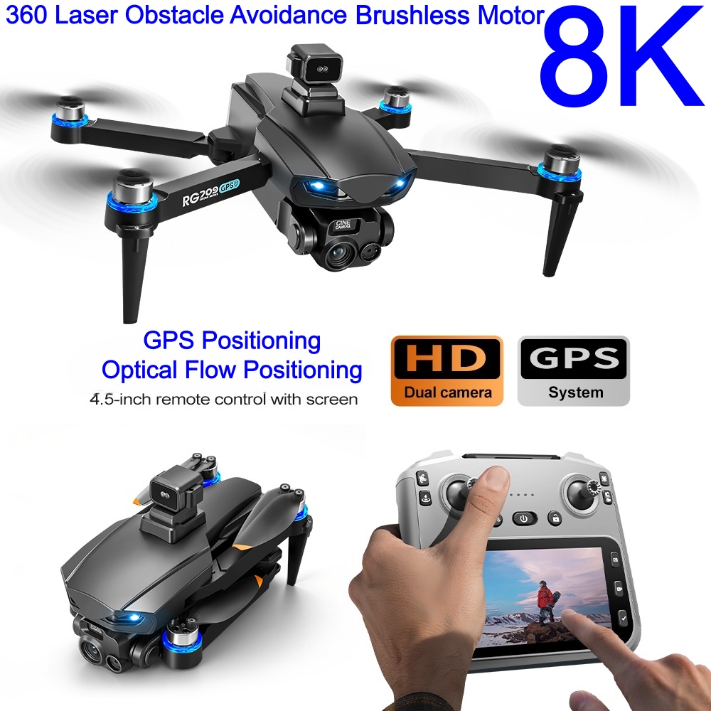 Rc Helicopter Electric - NEUE 8K-Drohne mit HD-Kamera, Laser-Hindernisvermeidung, 4,5-Zoll-Bildschirm,